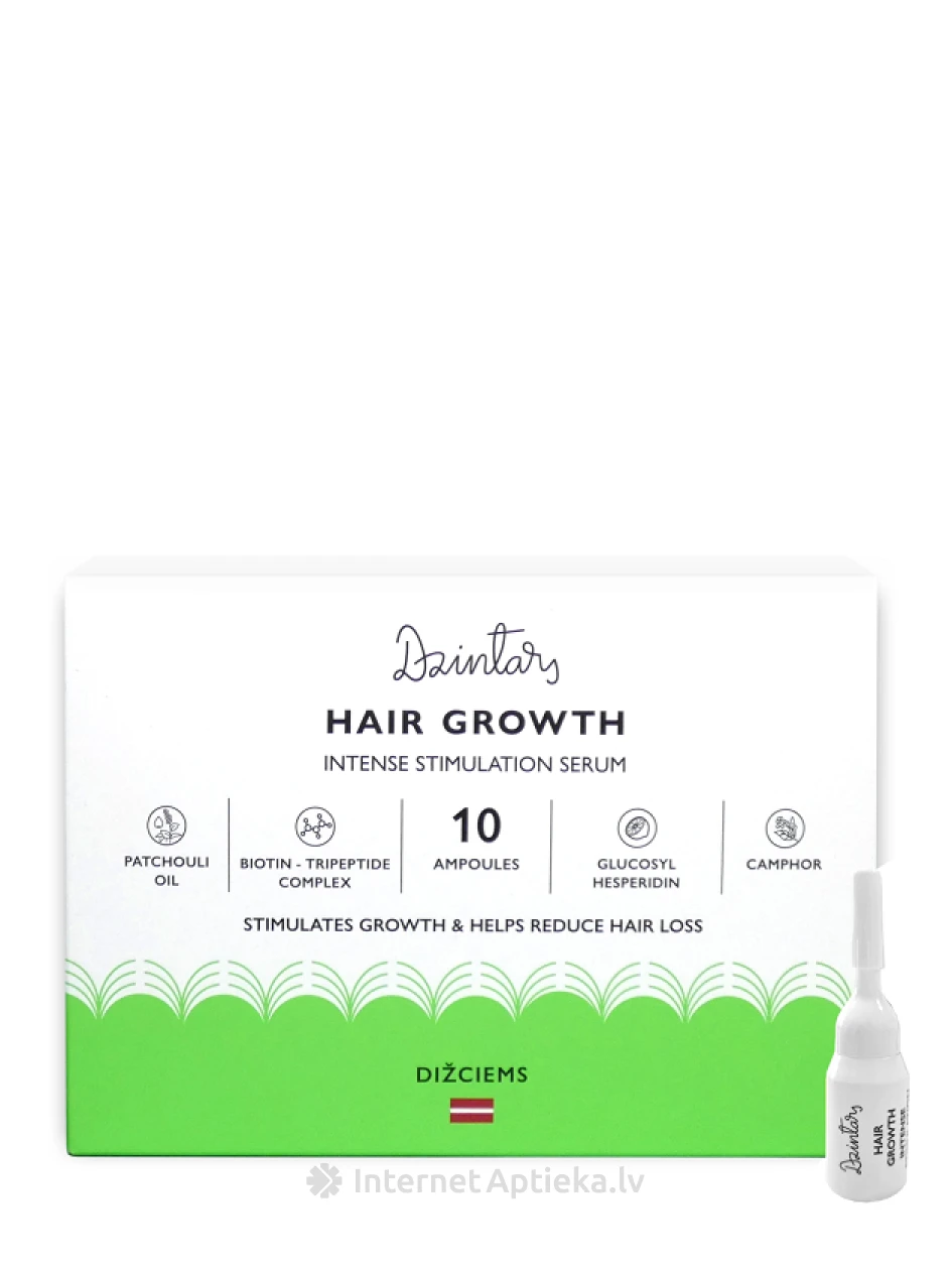 Dzintars Intensīvi stimulējošs serums matu augšanai Dižciems, 10*5 ml | internetaptieka.lv