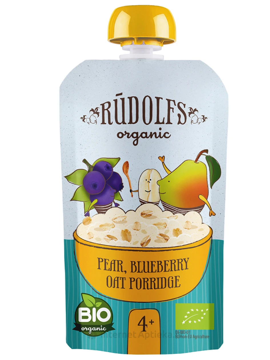 Овсяная каша Rudolfs BIO Груша, черника 4+, 110 г | internetaptieka.lv