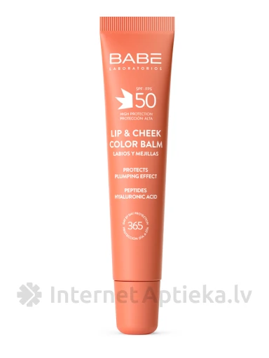 Babē LIP&Cheek SPF50 huulepalsam Virsik, 20 ml | internetaptieka.lv