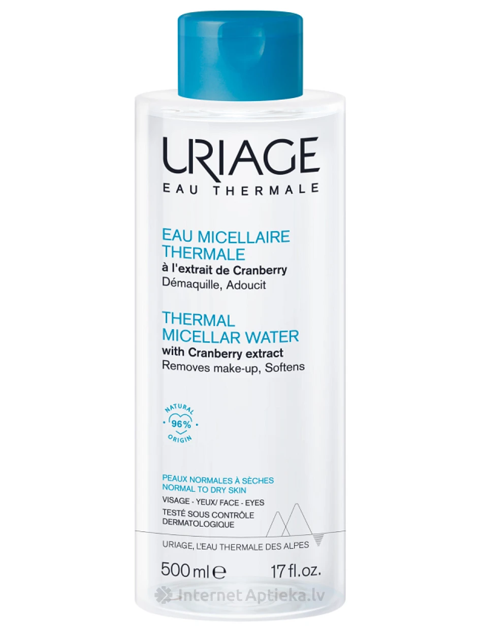 URIAGE termālais micelārais ūdens normālai un sausai ādai, 500 ml | internetaptieka.lv