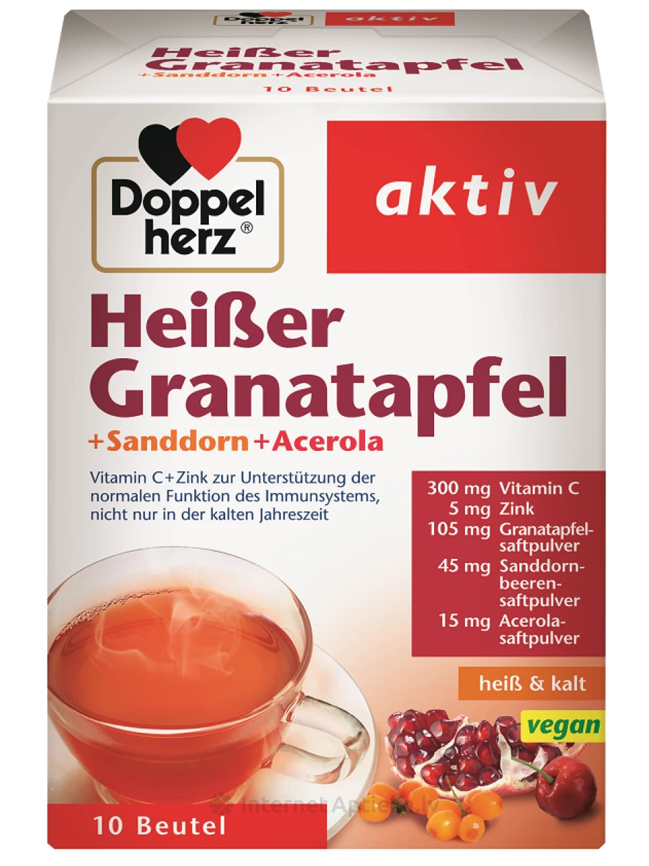 Doppelherz aktiv Heise Granātābols + C vitamīns + Cinks karstais dzēriens, 10 gb. | internetaptieka.lv