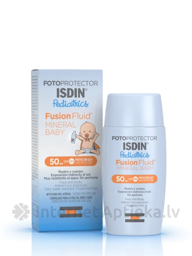 ISDIN Fotoprotector Pediatrics SPF50 Mineral Baby saules aizsargfluīds, 50 ml | internetaptieka.lv