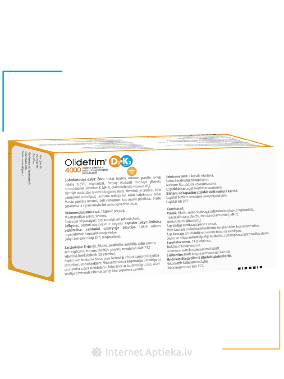 Olidetrim 4000 D3 + K2 Omega-3, 30 kapsulas | internetaptieka.lv