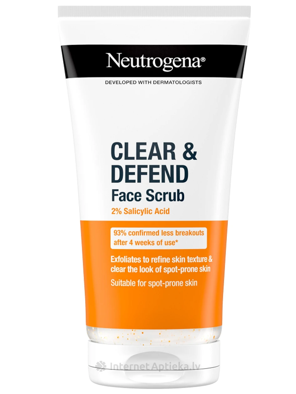 NEUTROGENA Clear&Defend скраб для лица, 150 мл | internetaptieka.lv