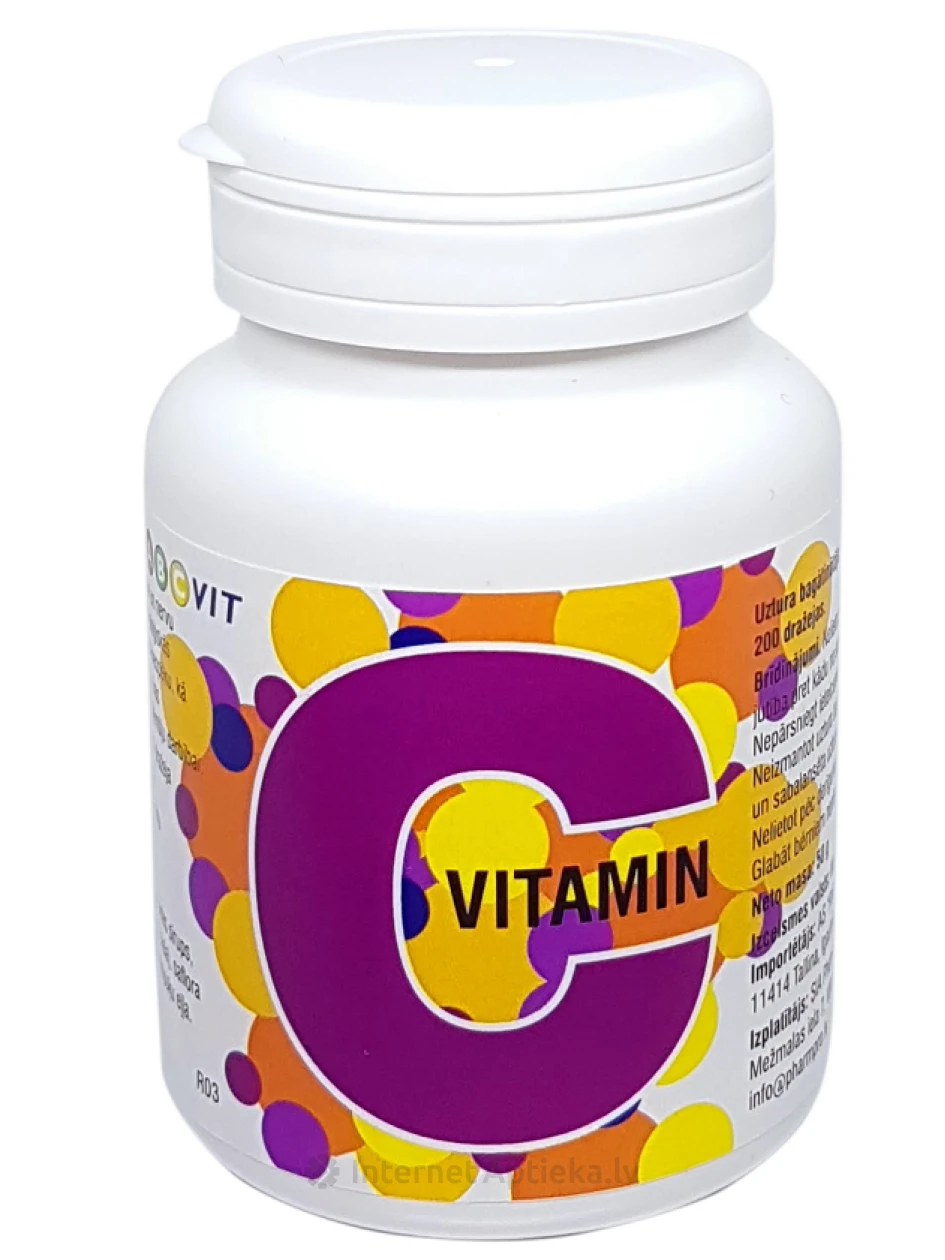 C-vitamiin Askorbiinhape 50 mg ABCvit, 200 dražeed | internetaptieka.lv