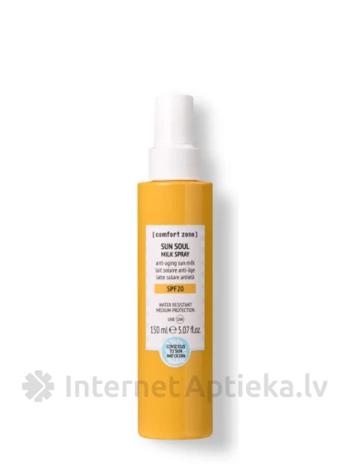 COMFORT ZONE SUN SOUL Veekindel päikesekaitsepiim-sprei kehale SPF20, 150 ml | internetaptieka.lv