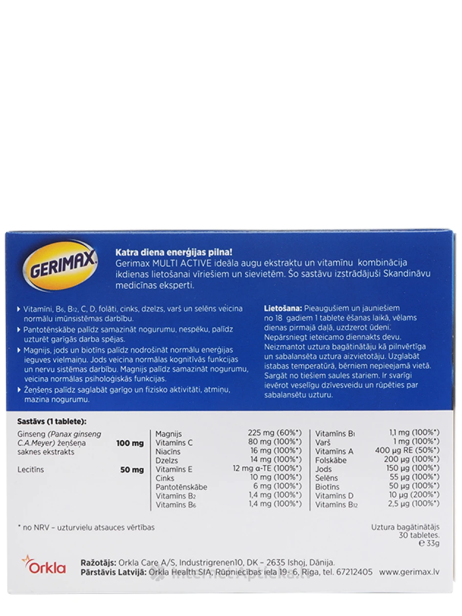 Gerimax Multi Active, 30 tabletti | internetaptieka.lv
