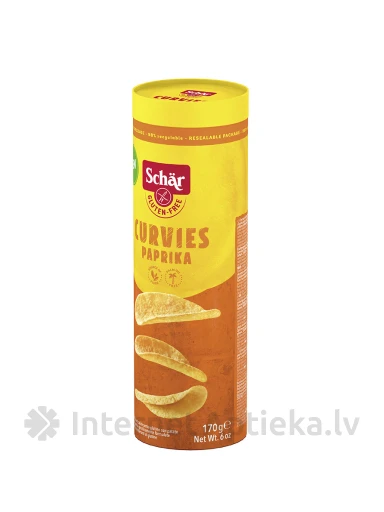 Schär Curvies Paprika bezglutēna kartupeļu čipsi ar paprikas garšu, 170 g | internetaptieka.lv