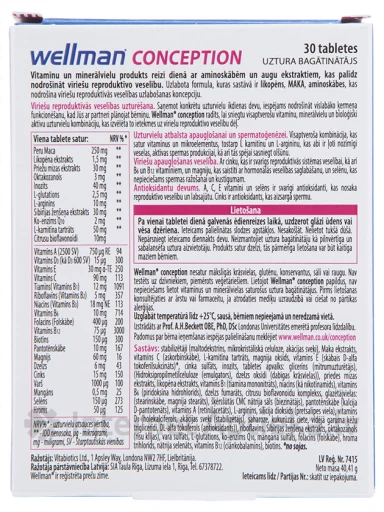 Vitabiotics Wellman Conception vitamīni vīriešiem, 30 tabletes | internetaptieka.lv