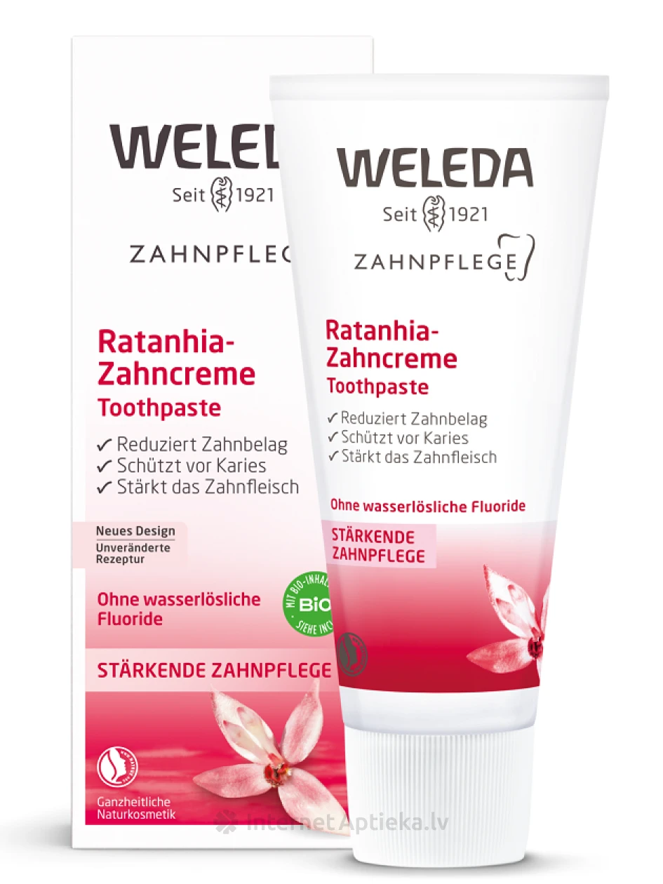 Weleda лечебная зубная паста с ратанией, 75 мл | internetaptieka.lv