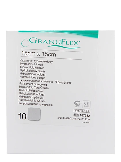 Granuflex hidrokoloīds pārsējs 15x15 cm, 10 gab.