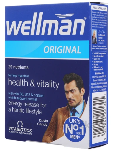 Vitabiotics Wellman Original vitamīni vīriešiem, 30 tabletes | internetaptieka.lv