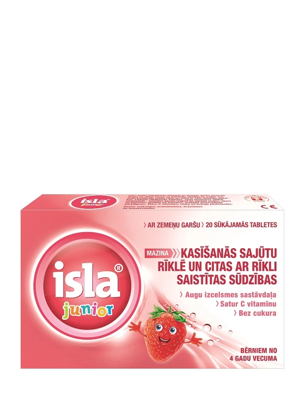 ISLA Junior ar zemeņu garšu, 20 sūkājamās tabletes