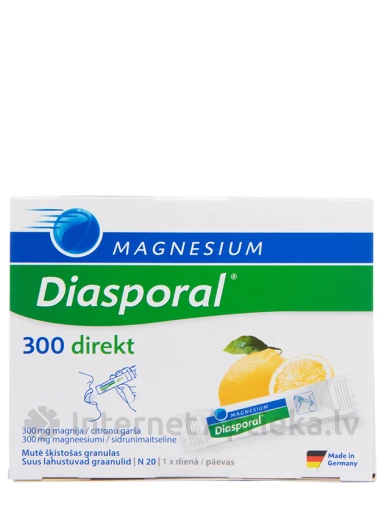 Magnesium Diasporal 300 direkt (магний) со вкусом лимона, 20 упаковок | internetaptieka.lv