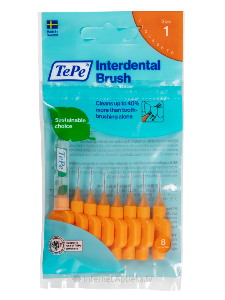 TePe Interdental Brush vahehambaharjad 0,45 mm, oranž, 8 tk | internetaptieka.lv