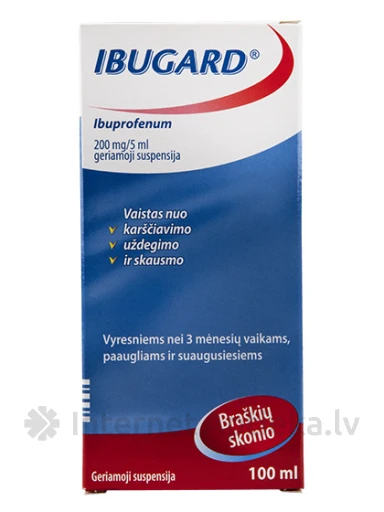 Ibugardi suspensioon 200 mg / 5 ml, maasikas, 100 ml | internetaptieka.lv