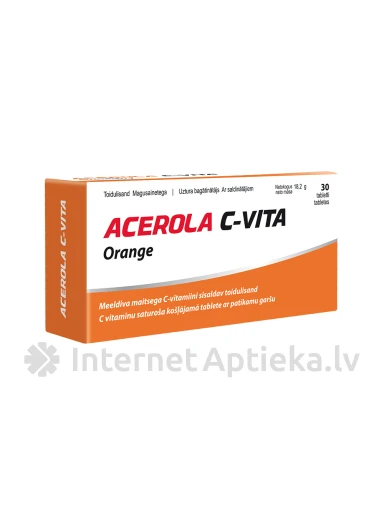 Acerola C-Vita Apelsīnu, 30 tabletes | internetaptieka.lv
