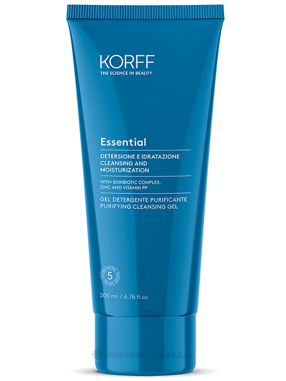 KORFF ESSENTIAL attīrošs gels sejas ādas tīrīšanai, 200 ml | internetaptieka.lv