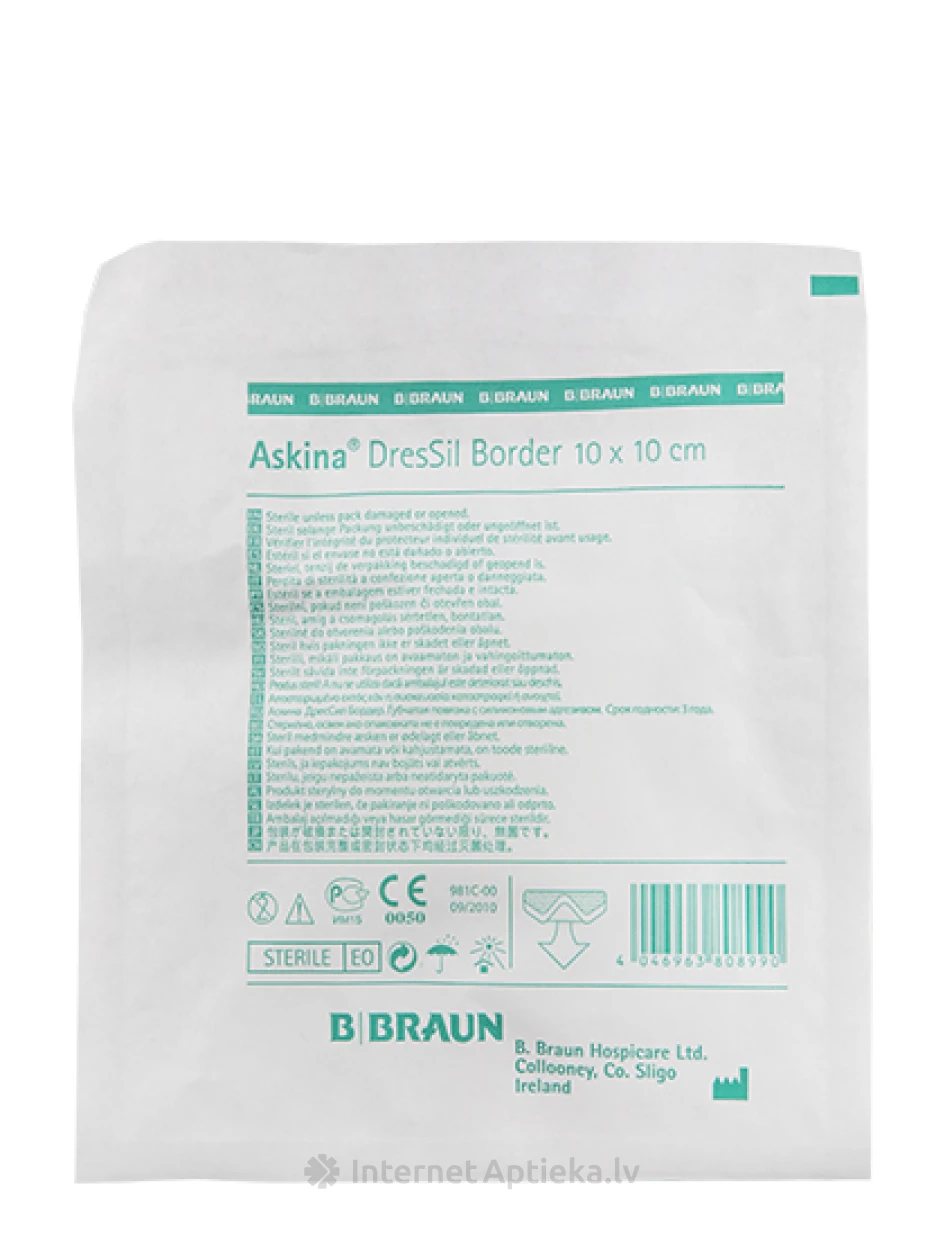 Askina DresSil Border plaaster 10 x 10 cm, steriilne, 1 tk. | internetaptieka.lv