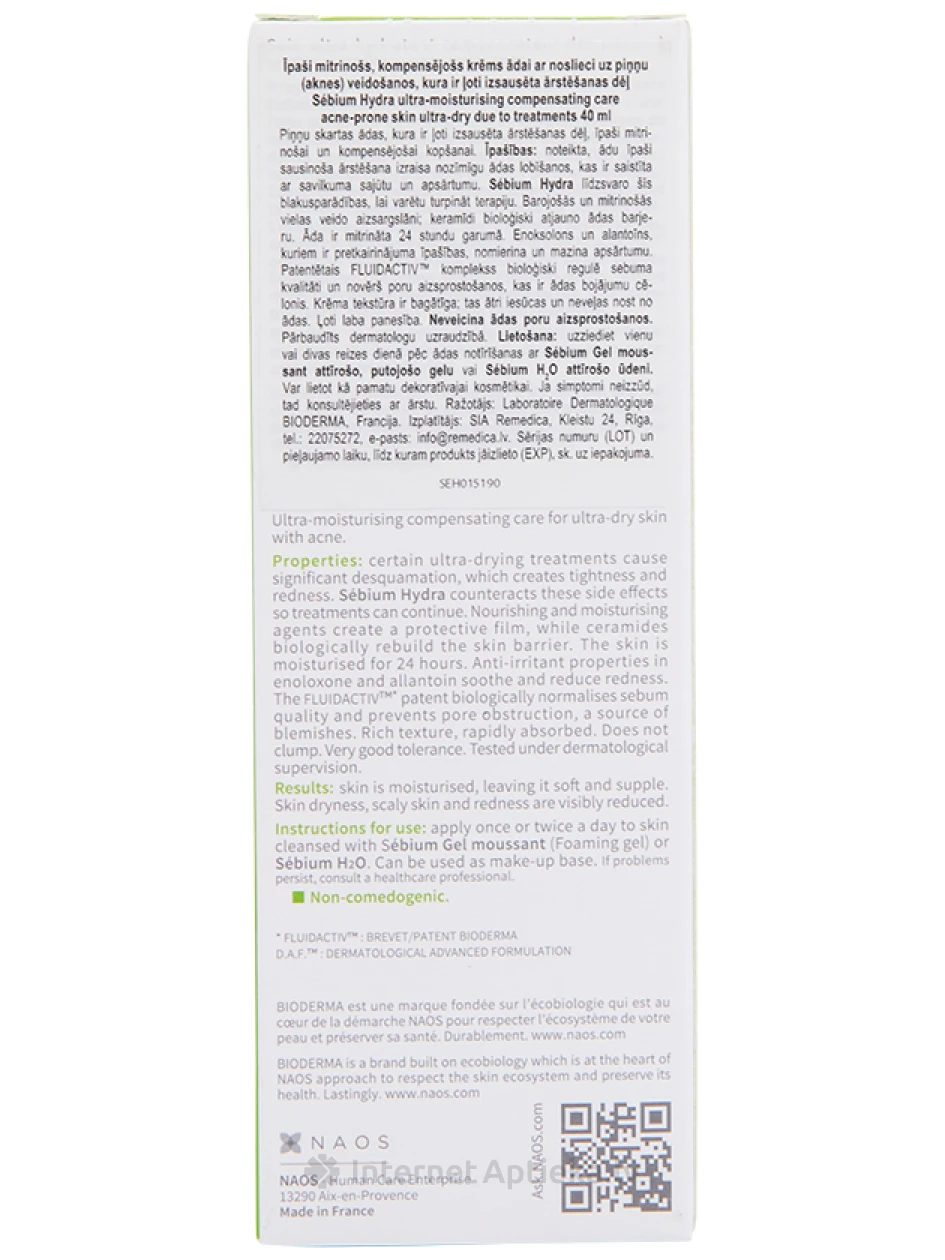 Bioderma Sébium Hydra krēms, 40 ml | internetaptieka.lv