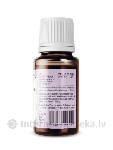 Palderjanimahlake ürtide suukaudne lahus alkoholisisaldus 70%, 25 ml | internetaptieka.lv