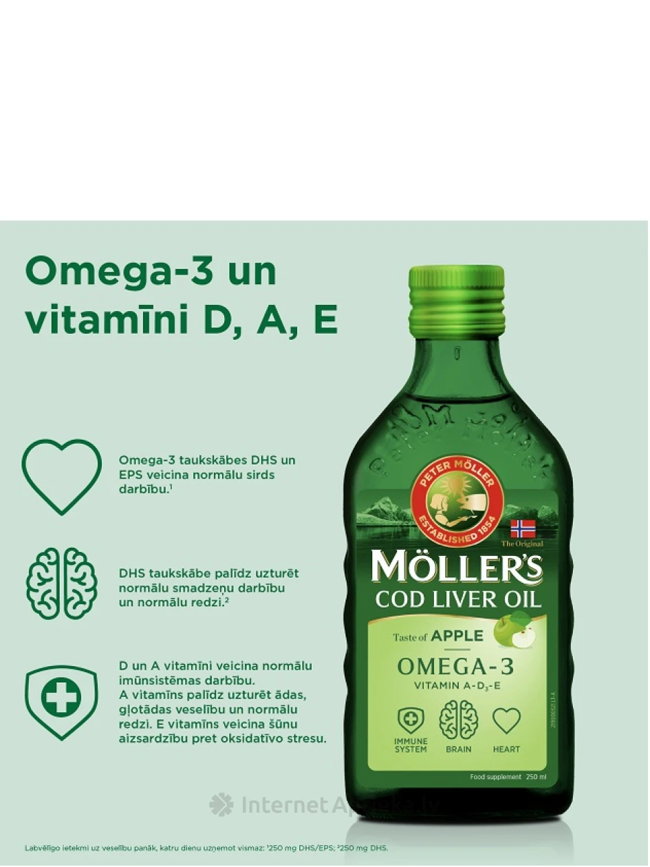 Möller's õunamaitseline kalaõli, 250 ml | internetaptieka.lv