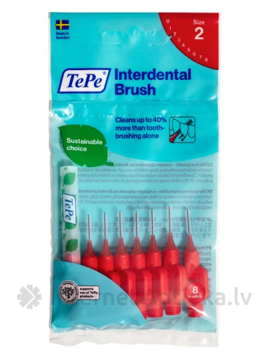 TePe Interdental Brush vahehambaharjad 0,5 mm, punane, 8 tk | internetaptieka.lv