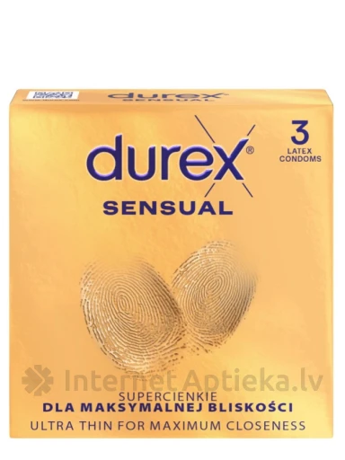 Durex Sensual Prezervatīvi, 3 gb. | internetaptieka.lv
