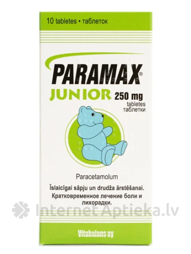 Paramax Junior paratsetamool 250 mg, 10 tabletti | internetaptieka.lv