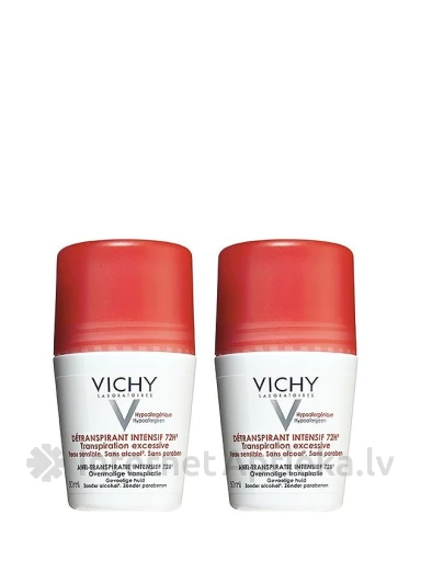 Vichy Anti-Perspirant Intensive 72H Excessive Sweating intensīvs antiperspirants, 2x50 ml | internetaptieka.lv