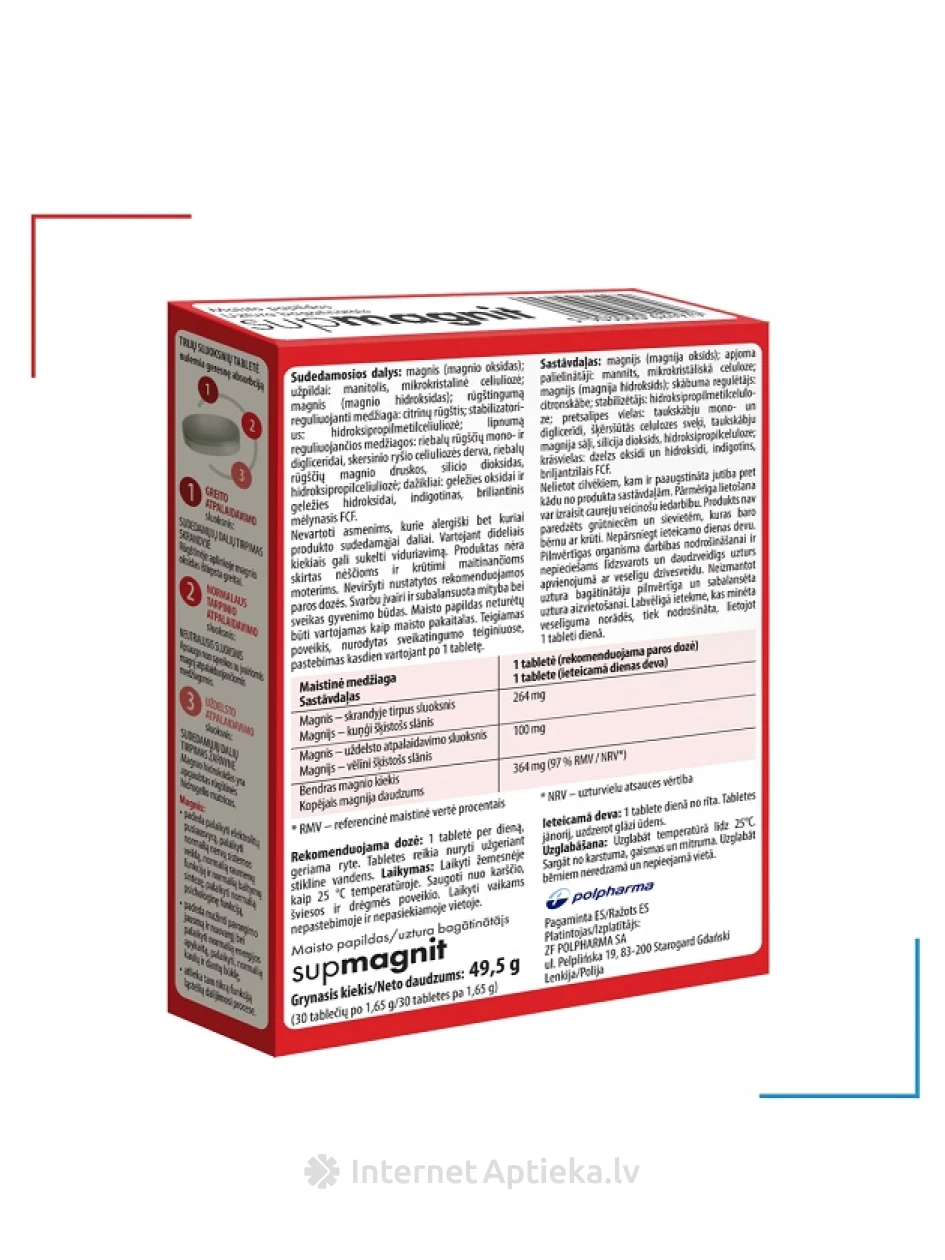 Supmagnit Magnijs 364 mg, 30 tabletes | internetaptieka.lv