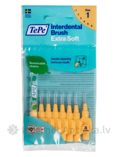 TePe Interdental Brush hambavaheharjad 0,45 mm, heledalt oranž, X-soft (eriti pehme), 8 tk | internetaptieka.lv
