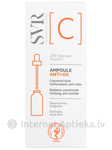 SVR [C] AMPOULE ANTI-OX kontsentreeritud helendav seerum C-vitamiiniga, 30 ml | internetaptieka.lv