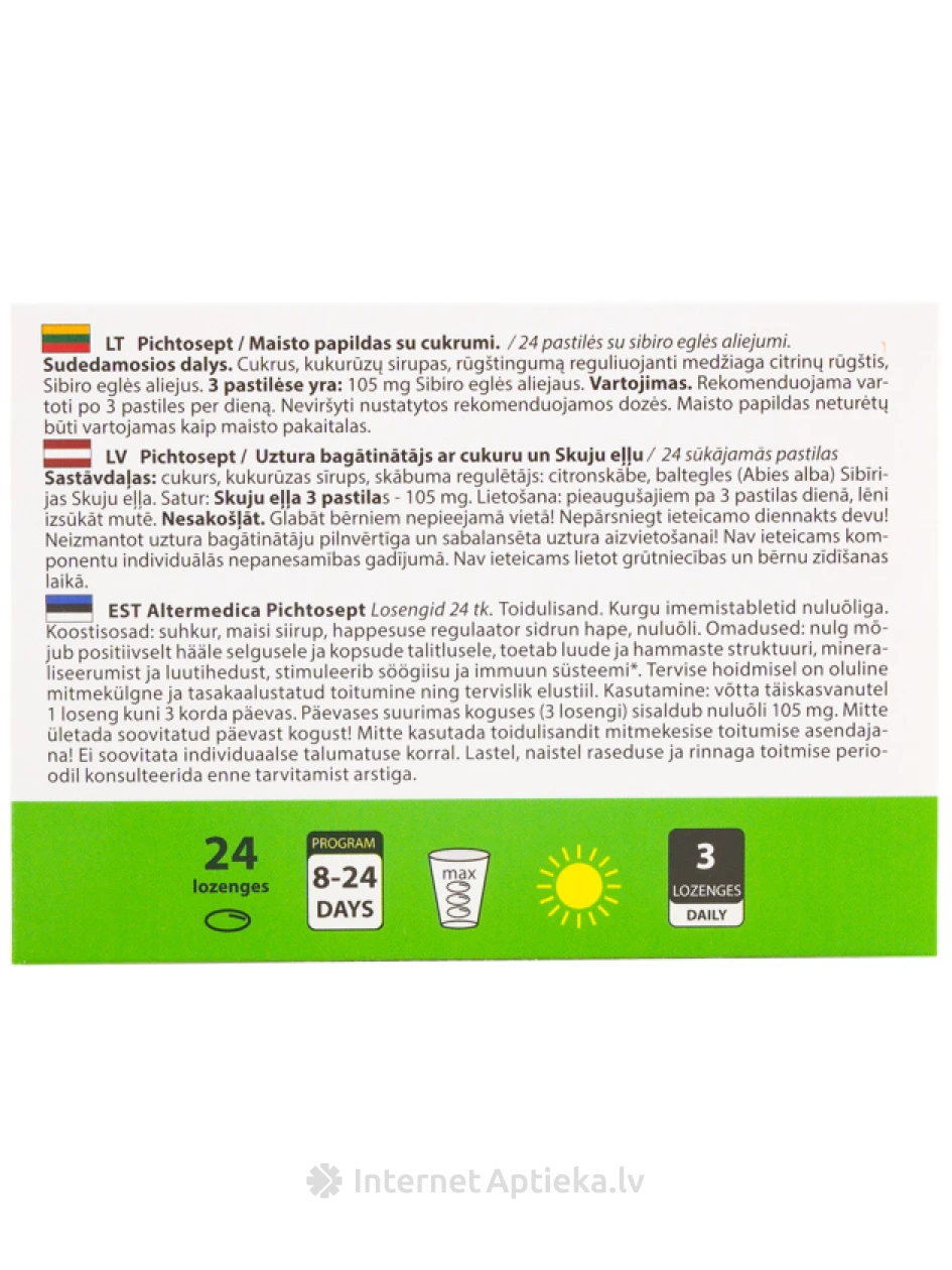 PICHTOSEPT, 24 pastilas | internetaptieka.lv