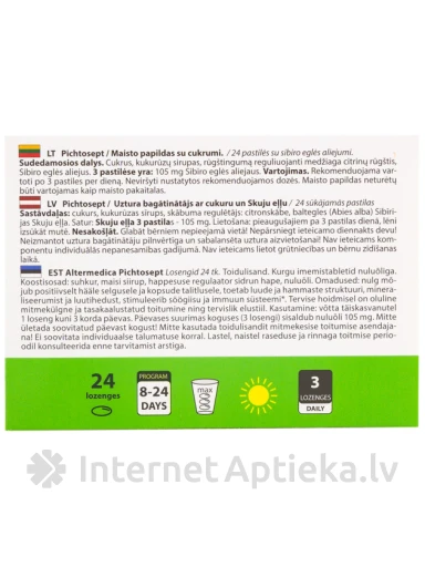 PICHTOSEPT 24 ЛЕДЕНЦА, 24 леденца | internetaptieka.lv