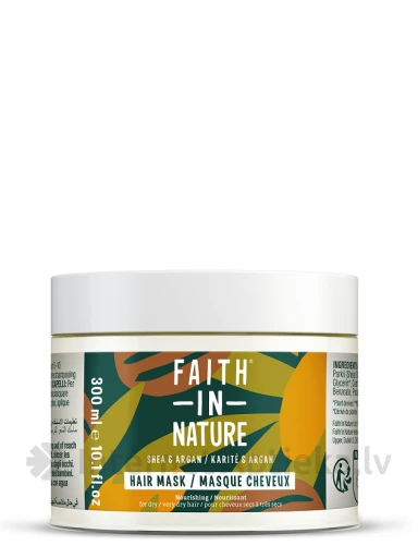 FAITH IN NATURE Shea & Argan toitev juuksemask, 300 ml | internetaptieka.lv