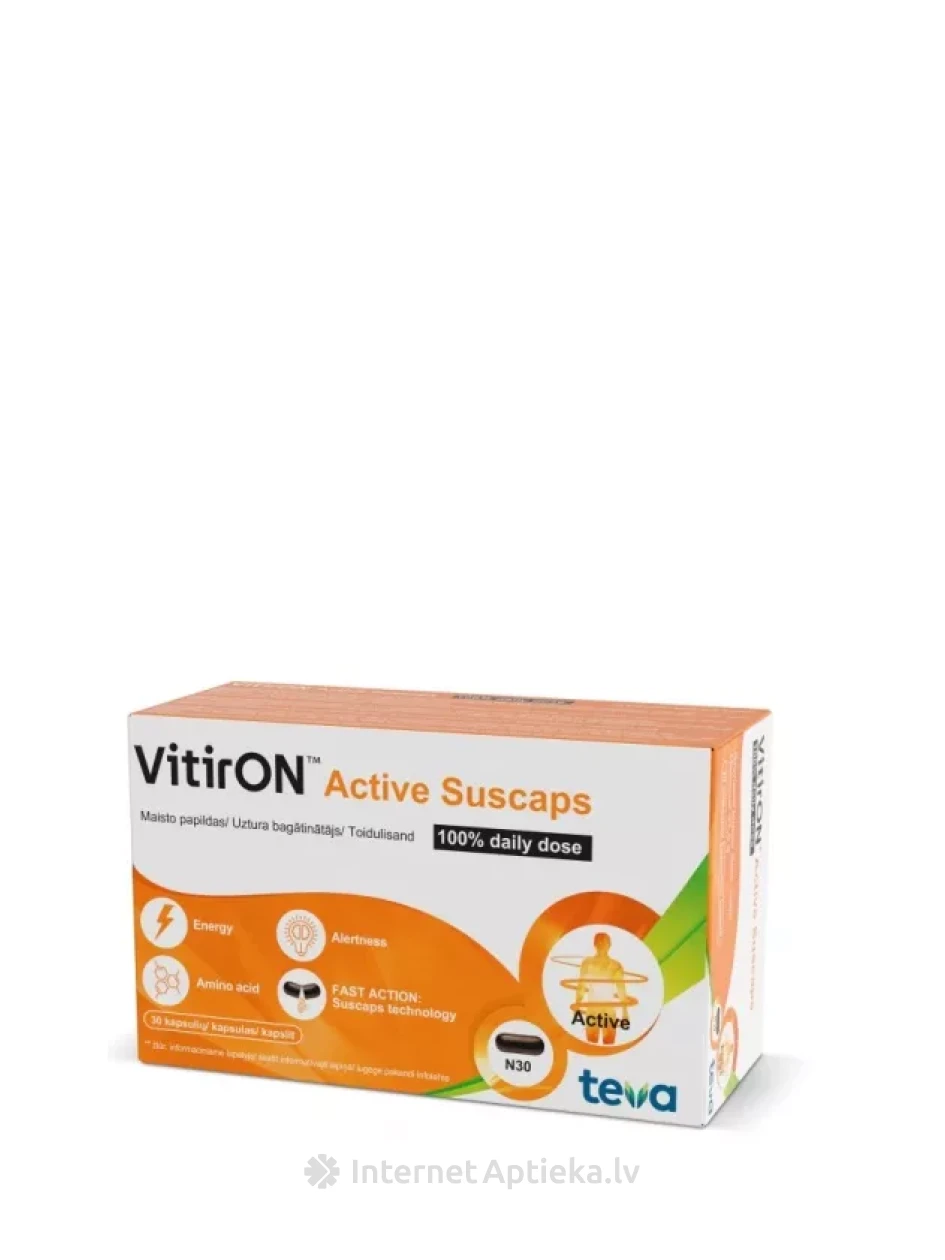 VitirON Active Suscaps 100% daily dose kapsulas, 30 gb. | internetaptieka.lv
