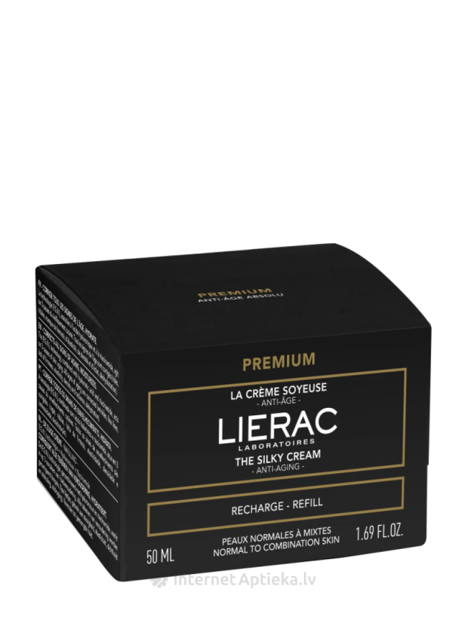 LIERAC PREMIUM SILKY антивозрастной крем для нормальной и комбинированной кожи лица, сменный блок, 50 мл | internetaptieka.lv