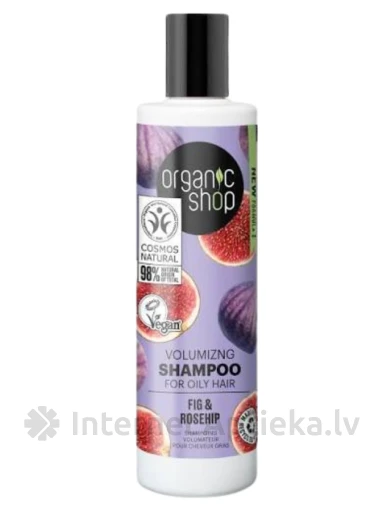 ORGANIC SHOP Apimtį suteikiantis šampūnas riebiai plaukams su figomis ir erškėtrožėmis, 280 ml | internetaptieka.lv