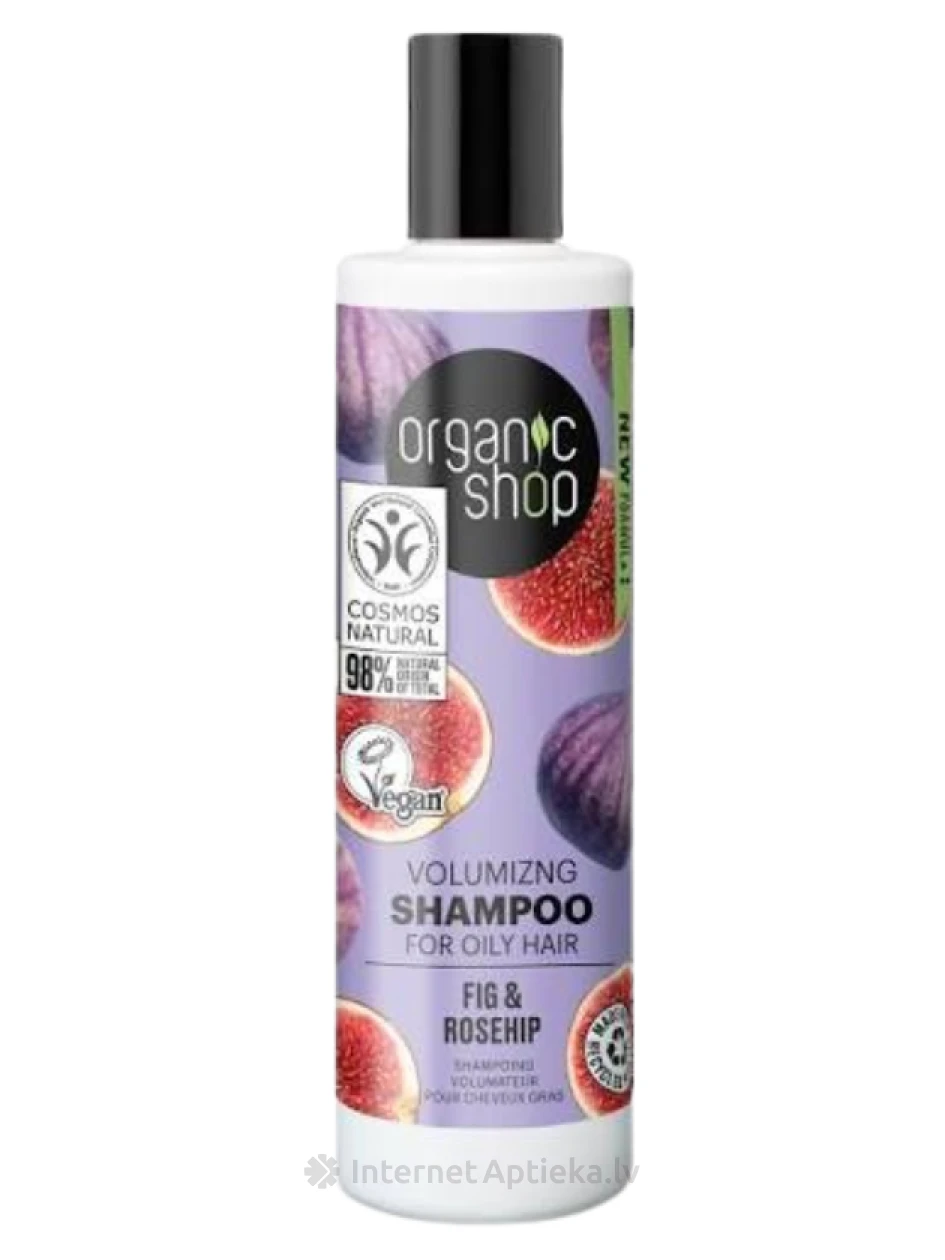 ORGANIC SHOP Apimtį suteikiantis šampūnas riebiai plaukams su figomis ir erškėtrožėmis, 280 ml | internetaptieka.lv