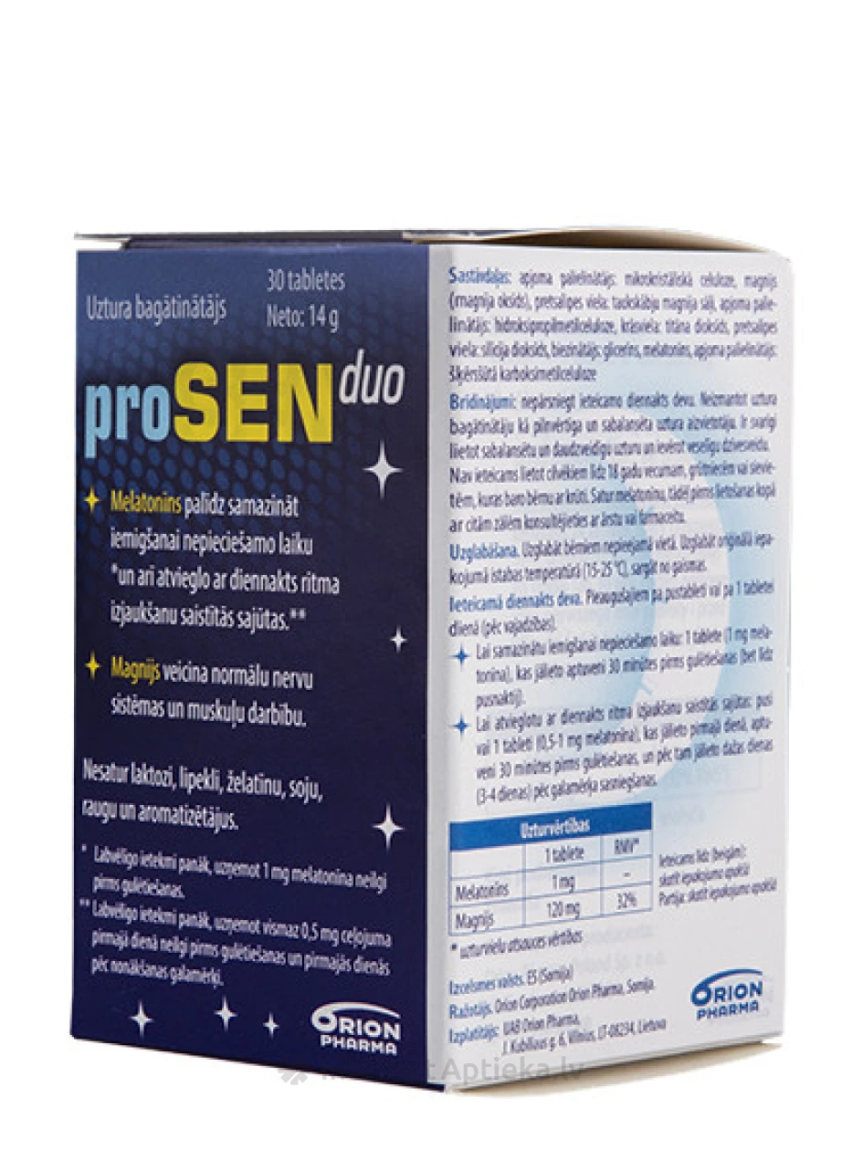 ProsenDuo melatonīns + magnijs, 30 tabletes | internetaptieka.lv
