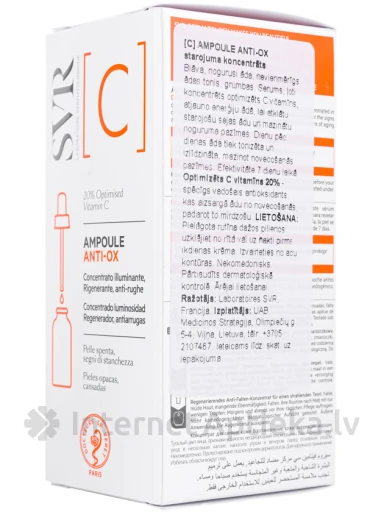 SVR [C] AMPOULE ANTI-OX kontsentreeritud helendav seerum C-vitamiiniga, 30 ml | internetaptieka.lv