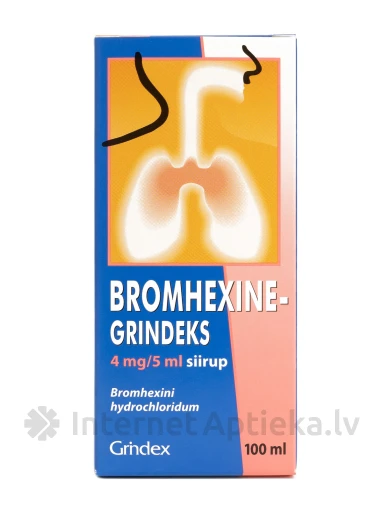 Grindeks Bromhexine Сироп, 100 мл | internetaptieka.lv