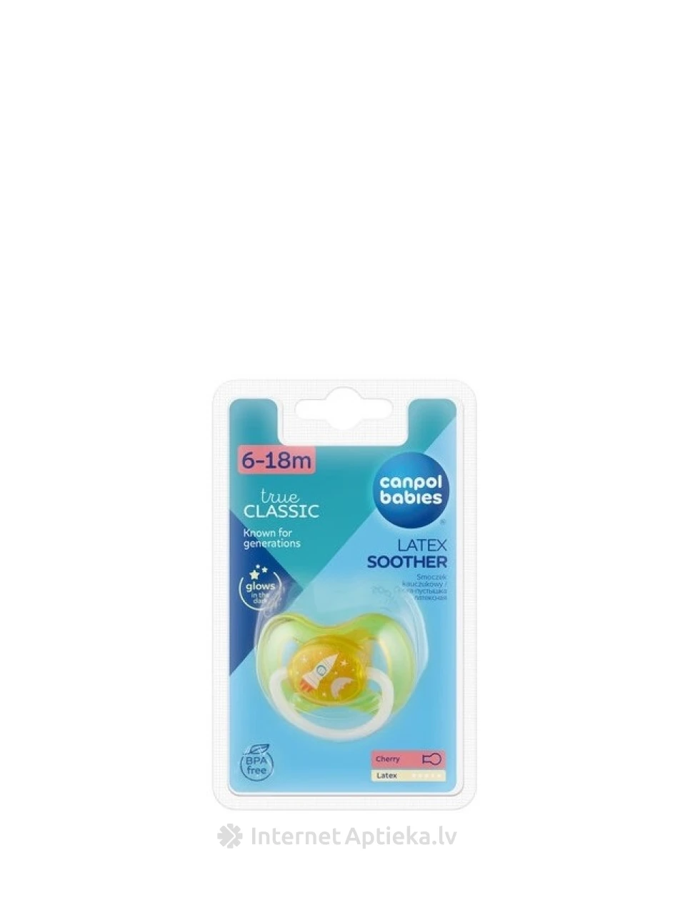 Canpol латексная соска-пустышка Космос от 6 до 18 месяцев (желтая), 1 шт. | internetaptieka.lv