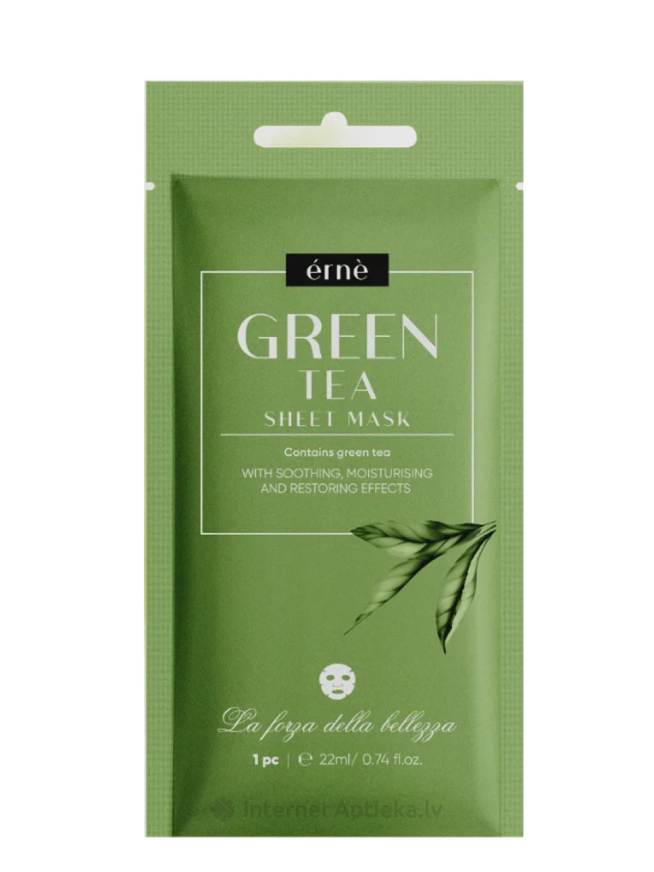 Erne rahustav kangasmask rohelise tee ekstraktiga, 22 ml | internetaptieka.lv