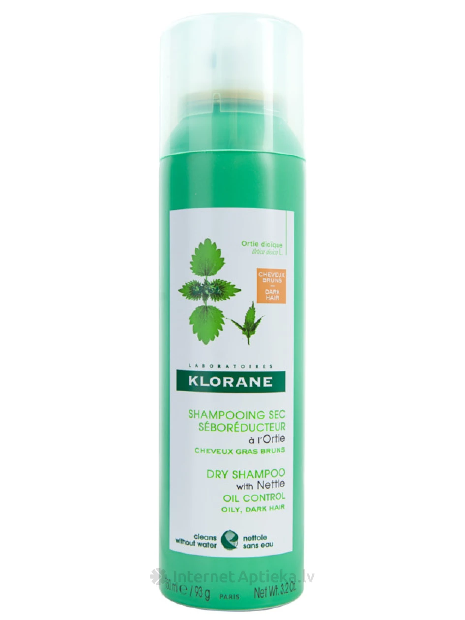 Klorane sausais šampūns ar nātru ekstraktu tumšiem matiem, 150 ml | internetaptieka.lv