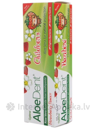 AloeVera Zobu pasta AloeDent Strawberry bērnu, 50 ml | internetaptieka.lv