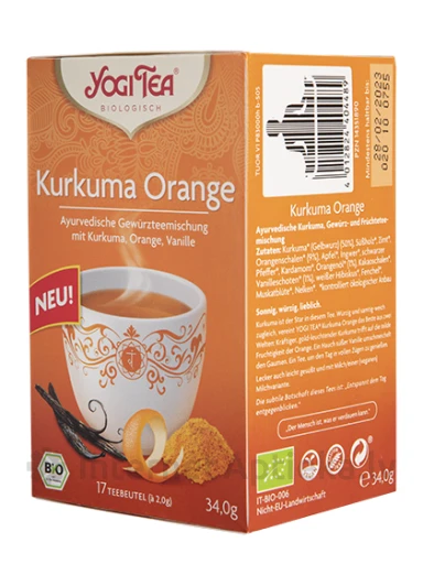 Tēja Yogi Kurkuma Orange, 17 paciņas | internetaptieka.lv