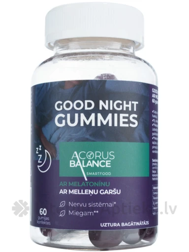 Acorus balance Good night gummies ar melatonīnu, 2.5gx60 pastilas | internetaptieka.lv