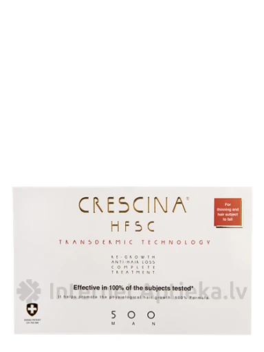 CRESCINA TRANSDERMIC TREATMENT ampulu komplekss VĪRIEŠIEM, intensitāte 500, 10 + 10 ampulas | internetaptieka.lv